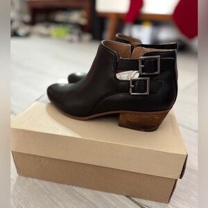 Clarks Black Spye Astro Ankle Boots with Double Buckle